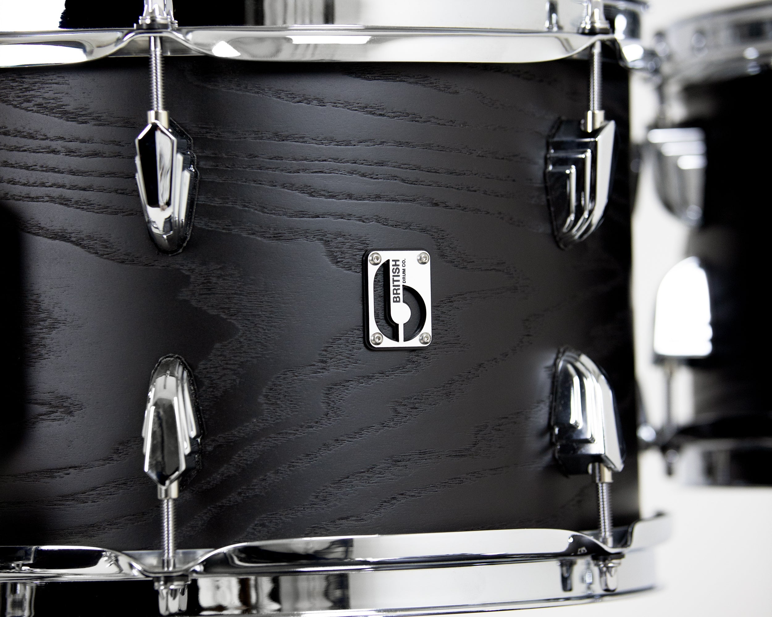 British Drum Co. Raven Series Club 22 Drum Kit - 3pc Birch Shell Pack - Black Ash Satin - Ploutone