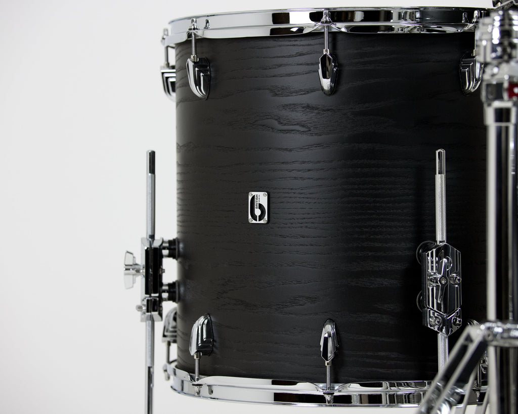 British Drum Co. Raven Series Club 22 Drum Kit - 3pc Birch Shell Pack - Black Ash Satin - Ploutone