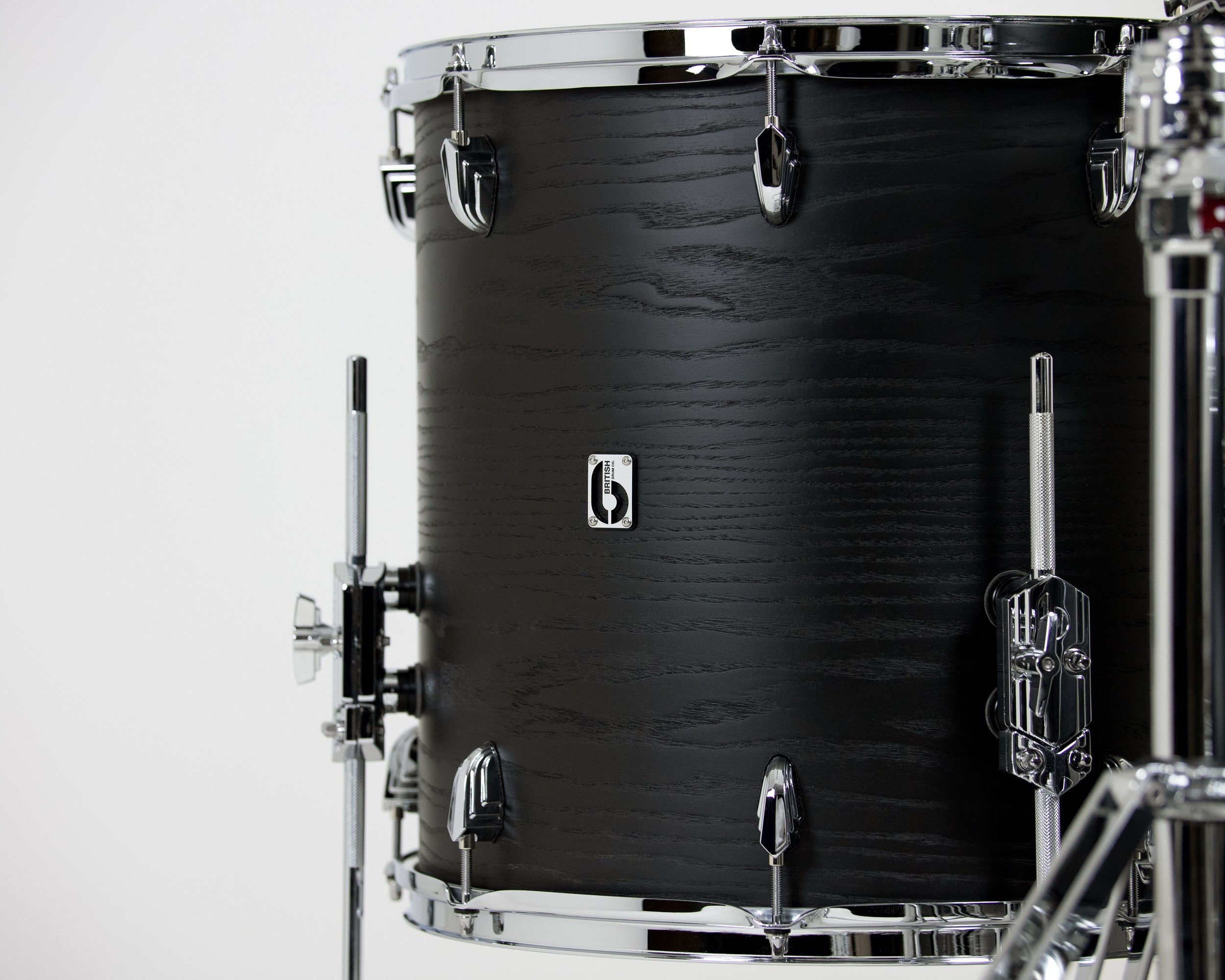 British Drum Co. Raven Series Club 22 Drum Kit - 3pc Birch Shell Pack - Black Ash Satin - Ploutone
