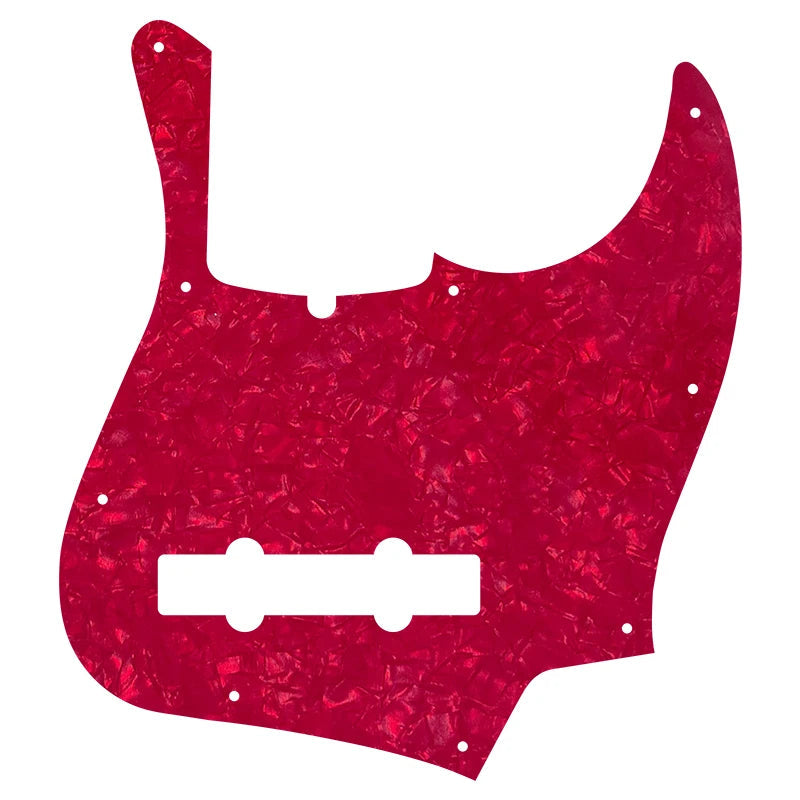 5-String Jazz Bass Pickguard - Fits Fender American, Standard, Deluxe (10-Hole) - 30+ Colors 4-Ply Red Pearl - Ploutone