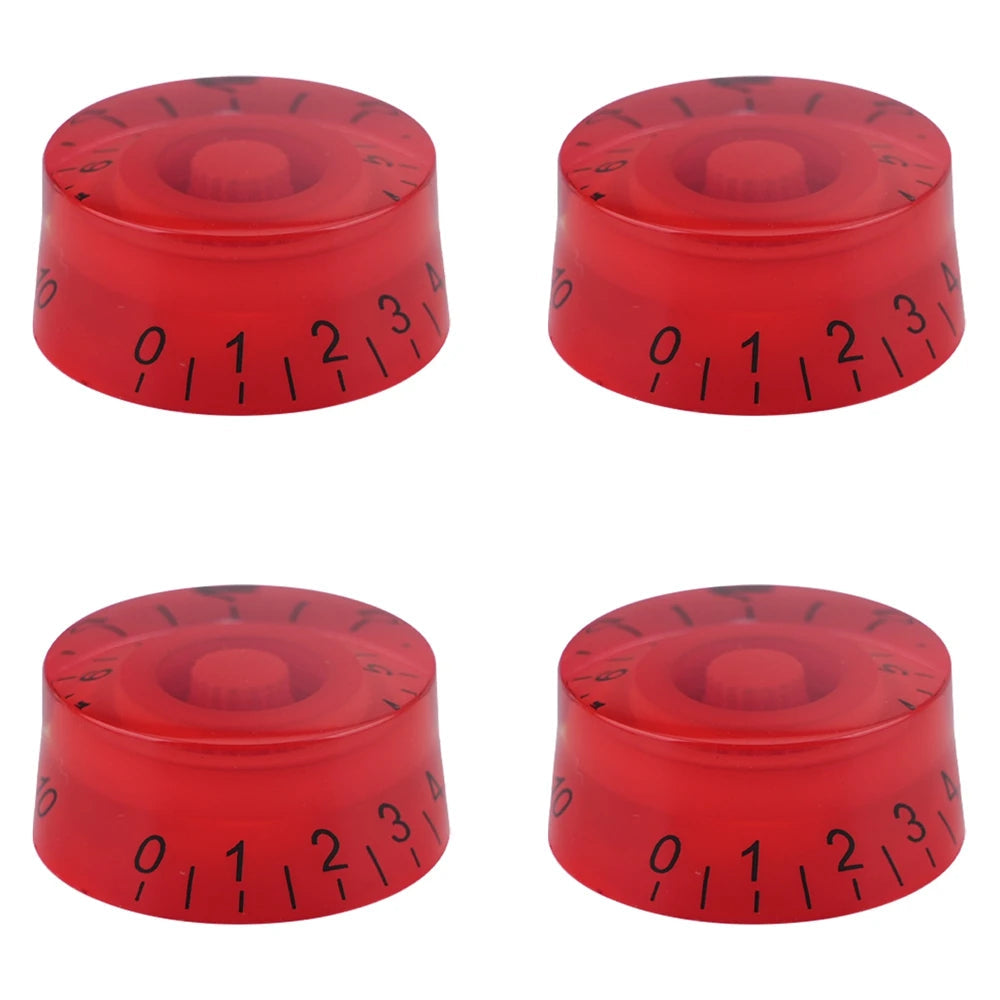 Guitar Speed Knobs, 18 Spline Metric - Multiple Colors Red Black Lettering - Ploutone