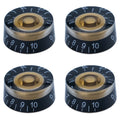 Guitar Speed Knobs, 18 Spline Metric - Black / Gold Tip Knobs from Ploutone