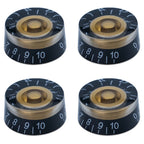 Guitar Speed Knobs, 18 Spline Metric - Multiple Colors Black Gold Tip - Ploutone