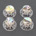 Guitar Knob Caps, Shell Inlay 18 Spline Metric - Transparent / White Lettering Knobs from Ploutone