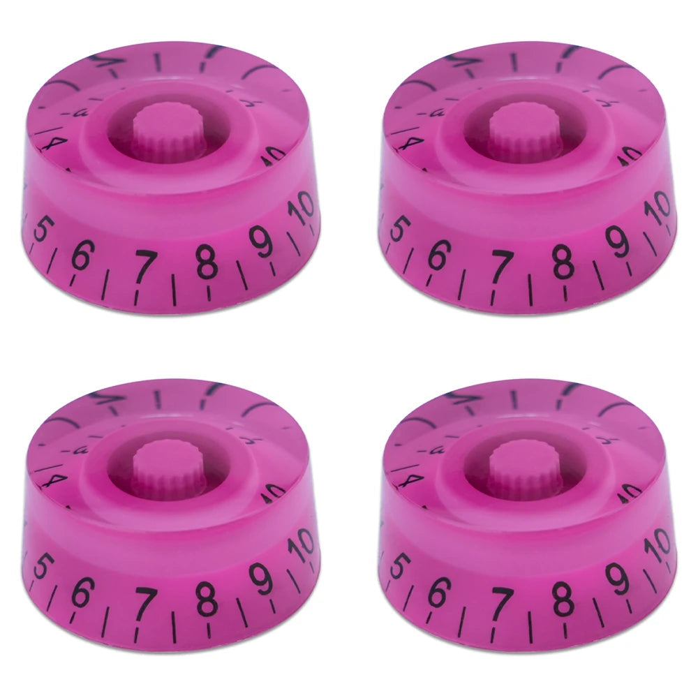 Guitar Speed Knobs, 18 Spline Metric (Set of 4) - Purple / Black Lettering Knobs from Ploutone