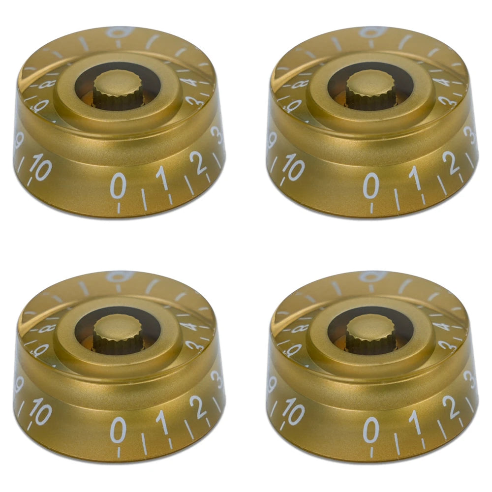 Guitar Speed Knobs, 18 Spline Metric - Gold / White Lettering Knobs from Ploutone