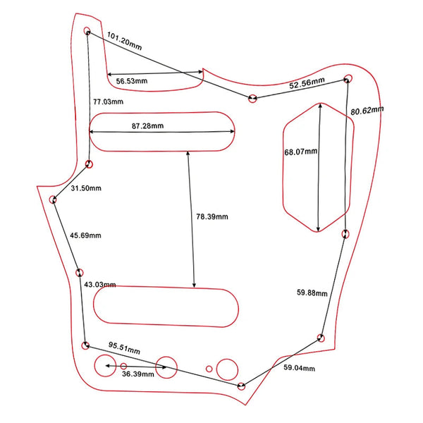 10-Hole SS Jaguar Pickguard for USA Fender - 20+ Colors  from Ploutone