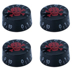 Guitar Speed Knobs, 18 Spline Metric - Multiple Colors Black Red Skull - Ploutone