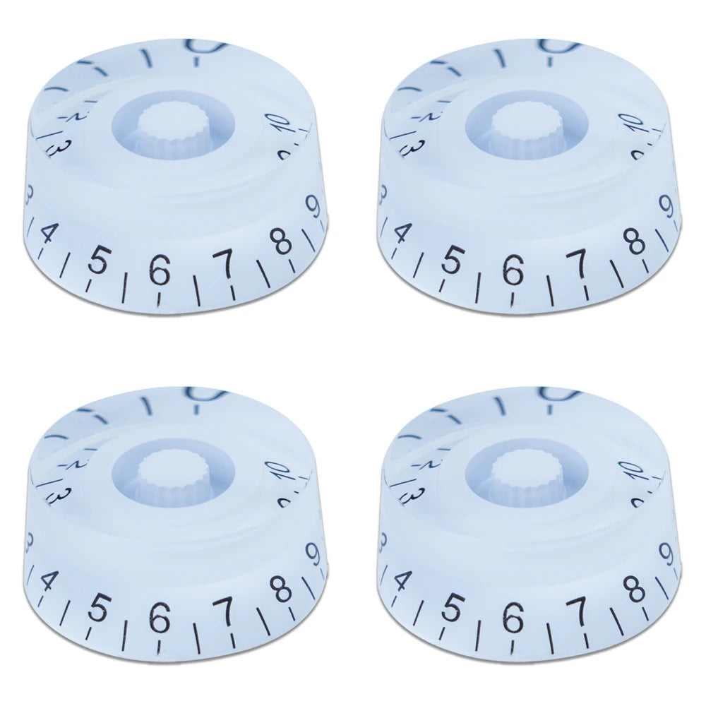 Guitar Speed Knobs, 18 Spline Metric - White / Black Lettering Knobs from Ploutone