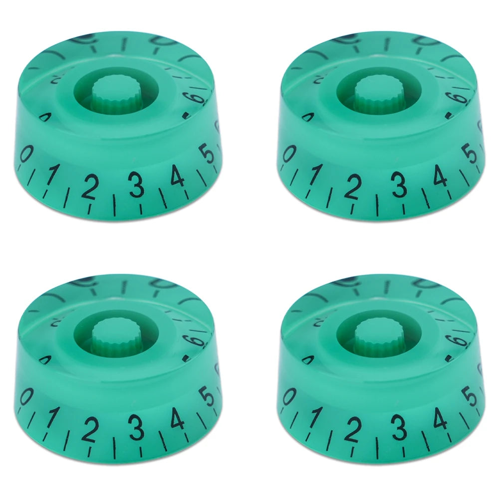 Guitar Speed Knobs, 18 Spline Metric - Multiple Colors Green Black Lettering - Ploutone