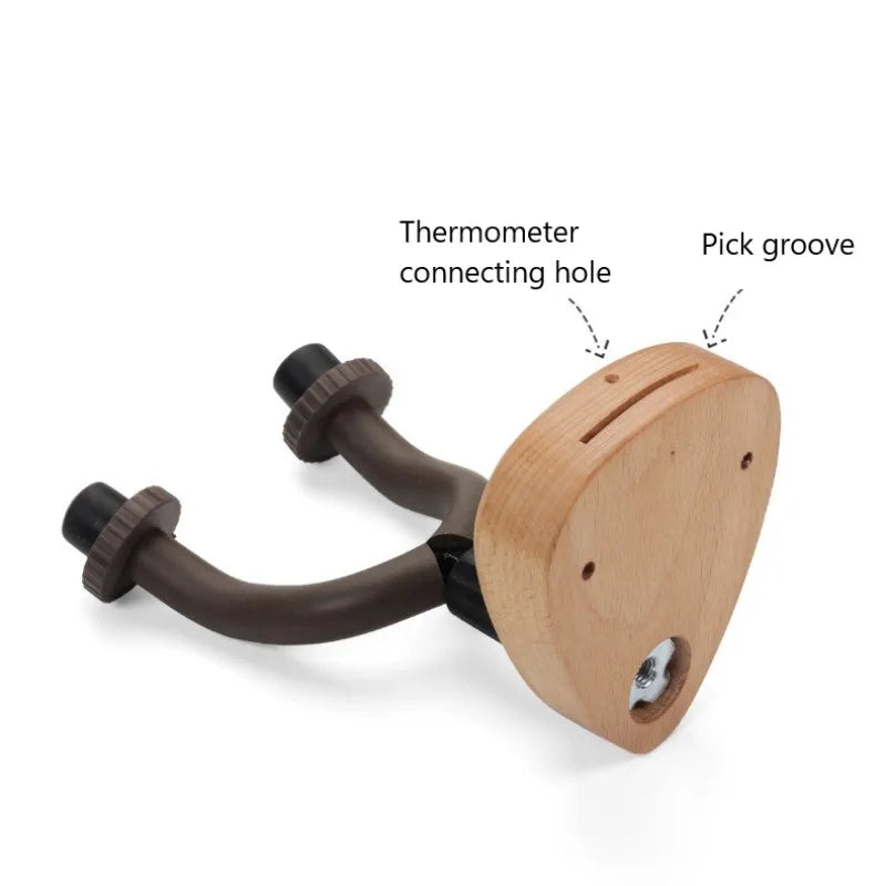 All-in-One Guitar Wall Hanger with Built-In Hygrometer - Beech Wood - Ploutone