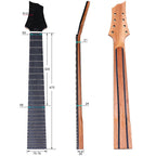 Okoume 8-String Guitar Neck, 24 Fret, Artificial Rosewood Fretboard - Ploutone