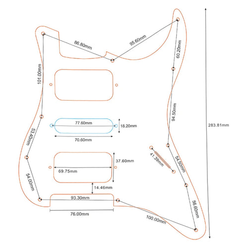 11-Hole HSH Strat Pickguard (No Control Holes) - 3-Ply Parchment - Ploutone