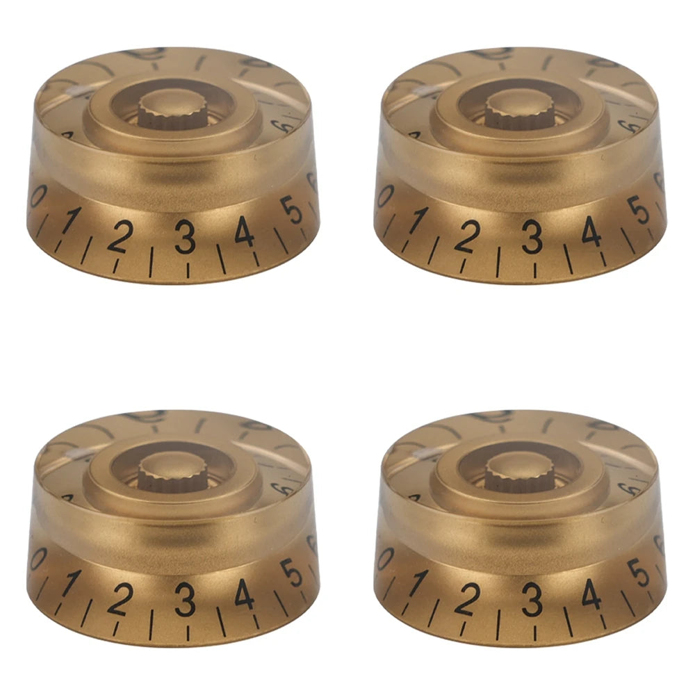Guitar Speed Knobs, 18 Spline Metric - Gold / Black Lettering Knobs from Ploutone