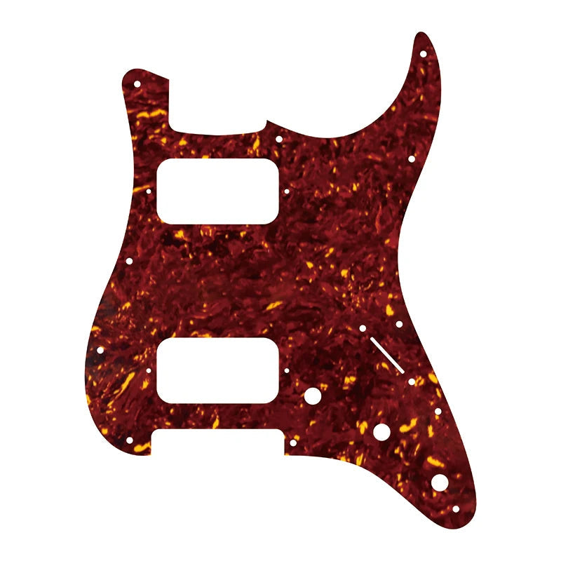 11-Hole HH Strat Pickguard (Round Corners) - 20+ Colors 4-Ply Red Tortoise - Ploutone