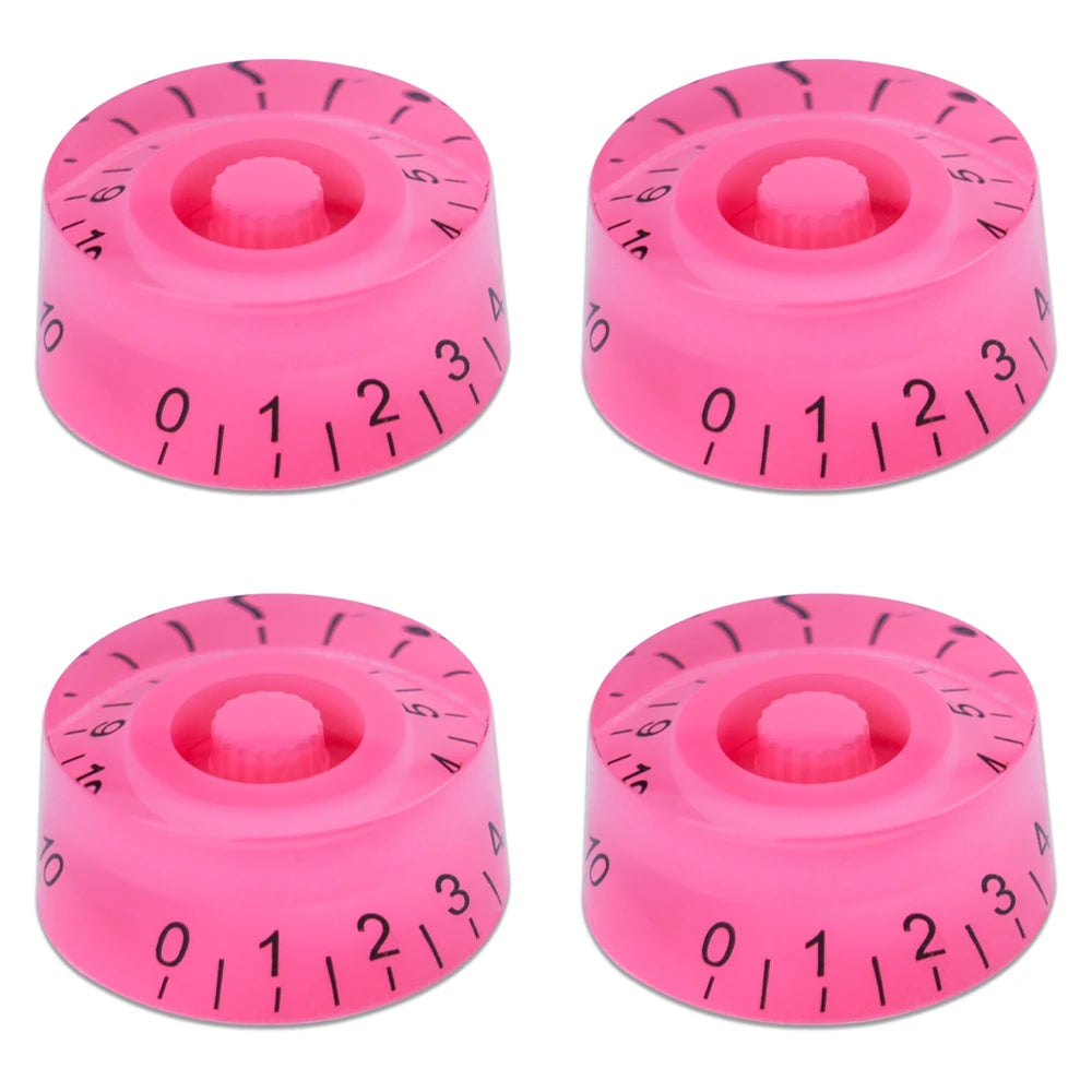 Guitar Speed Knobs, 18 Spline Metric - Pink / Black Lettering Knobs from Ploutone
