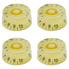 Guitar Speed Knobs, 18 Spline Metric - Multiple Colors Yellow Black Lettering - Ploutone