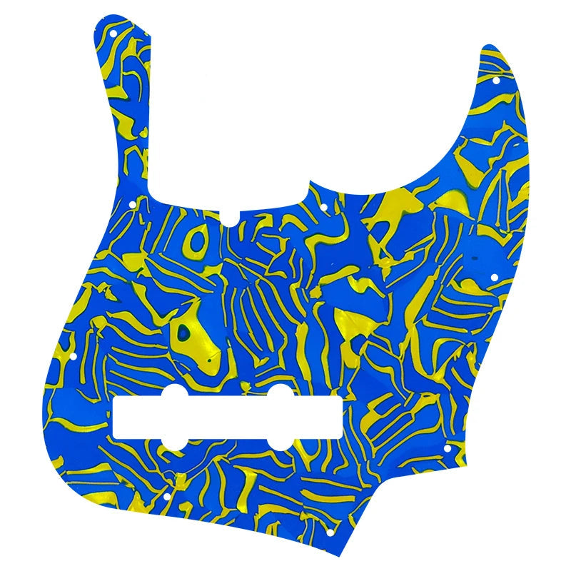 5-String Jazz Bass Pickguard - Fits Fender American, Standard, Deluxe (10-Hole) - 30+ Colors 4-Ply Blue Shell - Ploutone