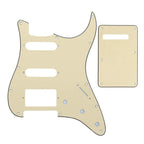 11-Hole HSS Strat Pickguard and Matching Back Plate - 20+ Colors 3-Ply Cream - Ploutone