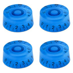 Guitar Speed Knobs, 18 Spline Metric - Multiple Colors Blue Black Lettering - Ploutone