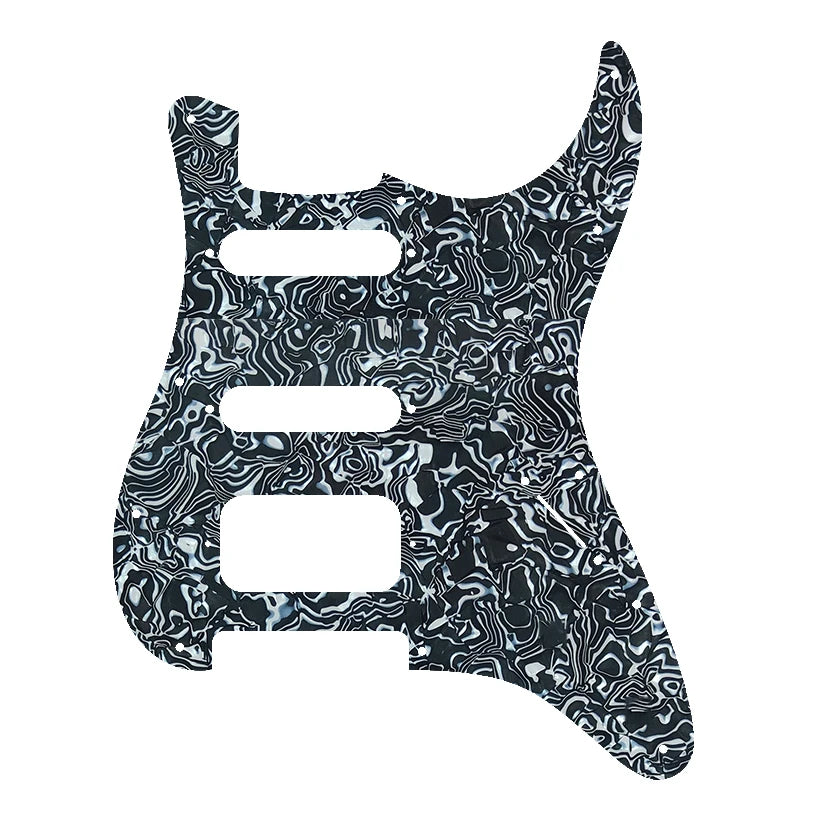 Fender Stratocaster HSS Pickguard (Open Humbucker) - Black Pearl Shell HSS Stratocaster Pickguards from Ploutone