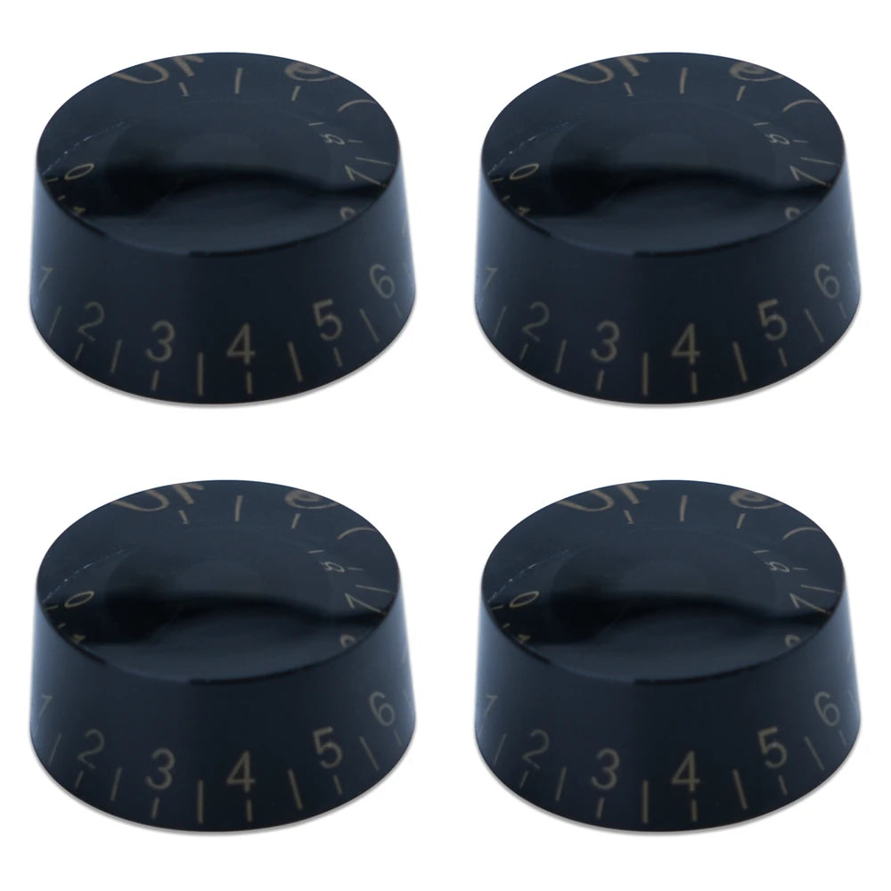 Guitar Speed Knobs, 18 Spline Metric - Black / Gold Lettering Knobs from Ploutone