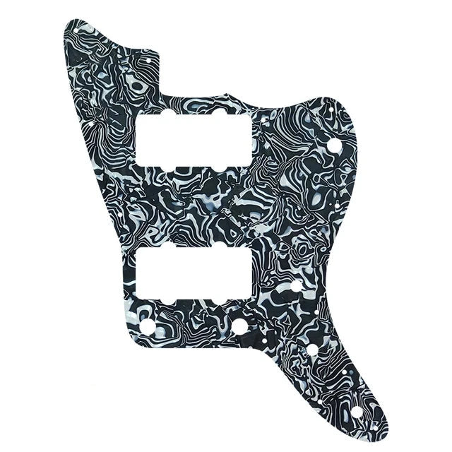 Jazzmaster HH Pickguard (No Upper Controls) - Black Pearl Shell Pickguards from Ploutone