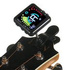 Rechargeable Clip On Guitar & Instrument Tuner with LED Color Display & Metronome - Ploutone