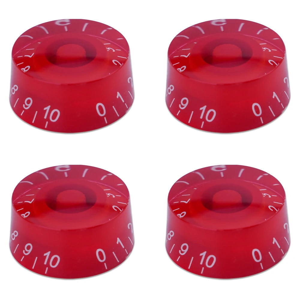 Guitar Speed Knobs, 18 Spline Metric - Red / White Lettering Knobs from Ploutone