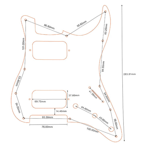 11-Hole HH Strat Pickguard (Round Corners, 3-Knobs) - 1-Ply Mirror - Ploutone