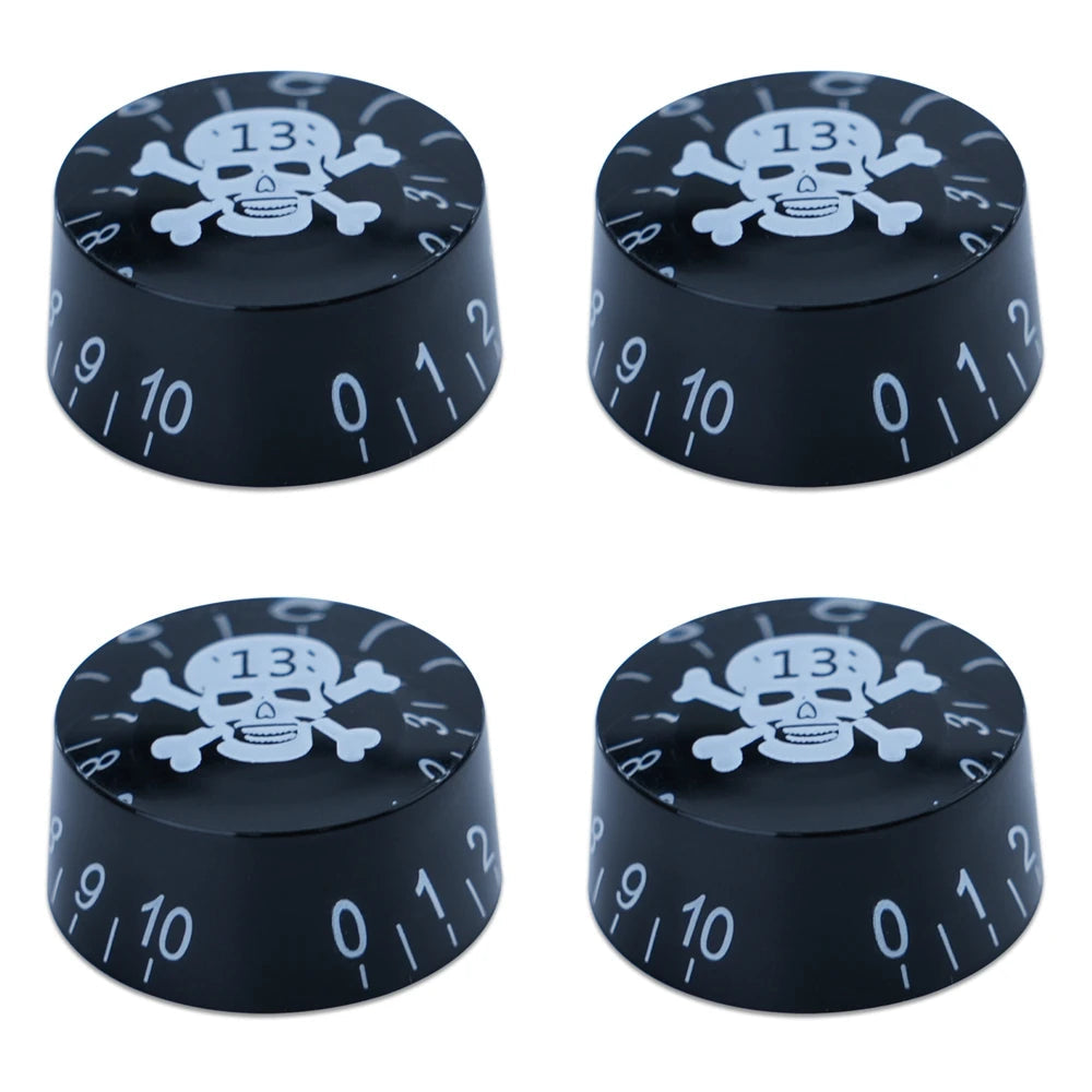 Guitar Speed Knobs, 18 Spline Metric - Multiple Colors Black White Skull - Ploutone