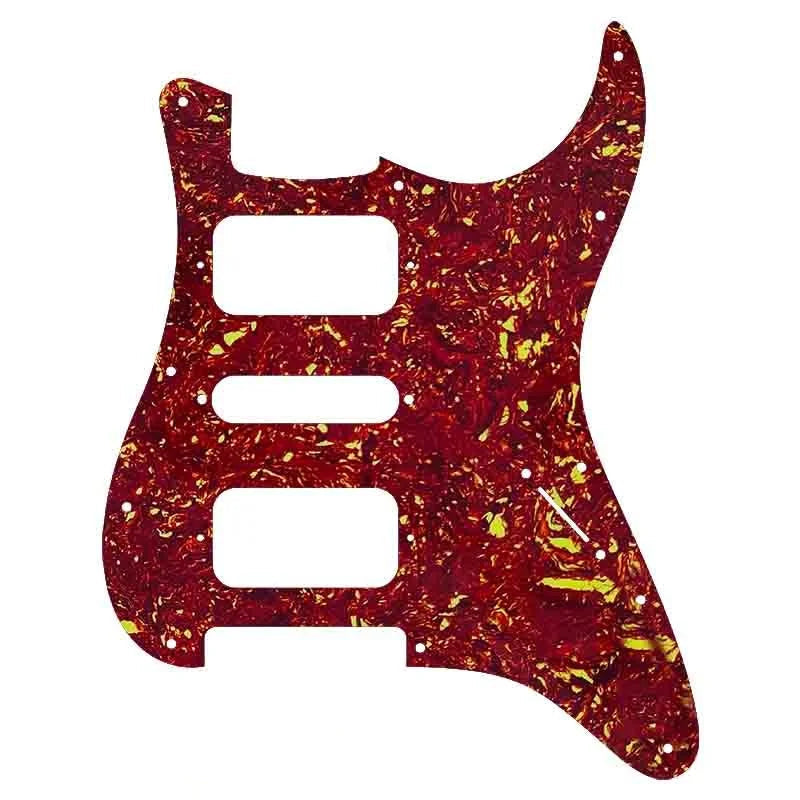 11-Hole HSH Strat Pickguard (No Control Holes) - 20+ Colors 4-Ply Red Tortoise - Ploutone