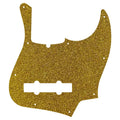 5-String Jazz Bass Pickguard - Fits Fender American, Standard, Deluxe (10-Hole) - 30+ Colors 1-Ply Gold Sparkle - Ploutone