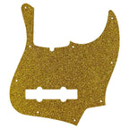 5-String Jazz Bass Pickguard - Fits Fender American, Standard, Deluxe (10-Hole) - 30+ Colors 1-Ply Gold Sparkle - Ploutone