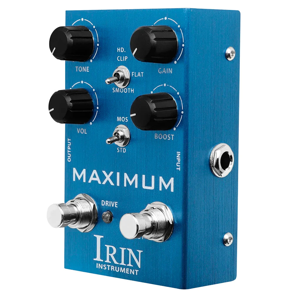 IRIN Dual Overdrive Pedal: Clean & Drive Channels, Boost Control & Clipping Modes (True Bypass) - Ploutone