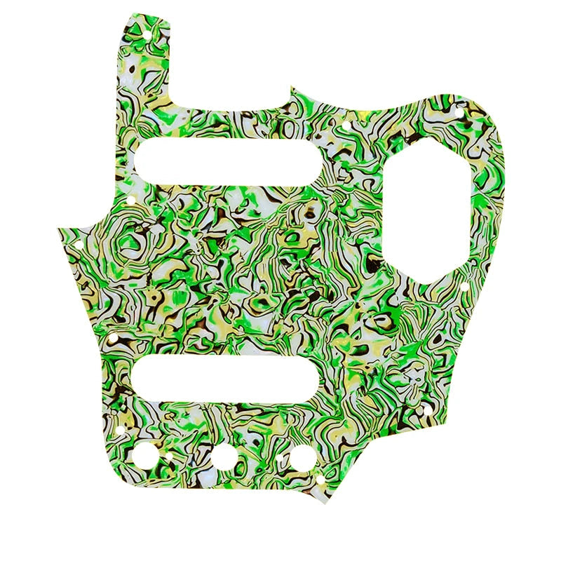 10-Hole SS Jaguar Pickguard for USA Fender - 20+ Colors 4-Ply Pearl Shell - Ploutone