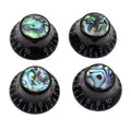 Guitar Knob Caps, Shell Inlay 18 Spline Metric - Black / White Lettering Knobs from Ploutone
