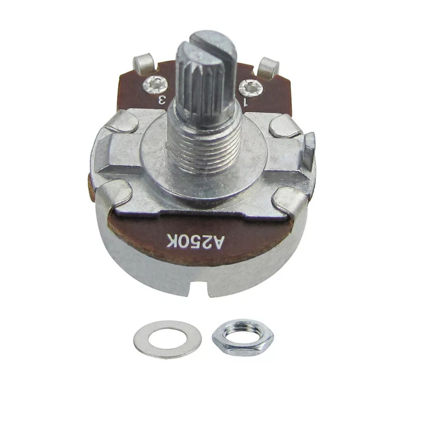 Short Shaft Full Size A250K Potentiometers (Set of 10) - Ploutone