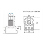 Short Shaft Full Size A250K Potentiometers (Set of 10) - Ploutone