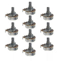 Short Shaft Full Size A250K Potentiometers (Set of 10) - Ploutone