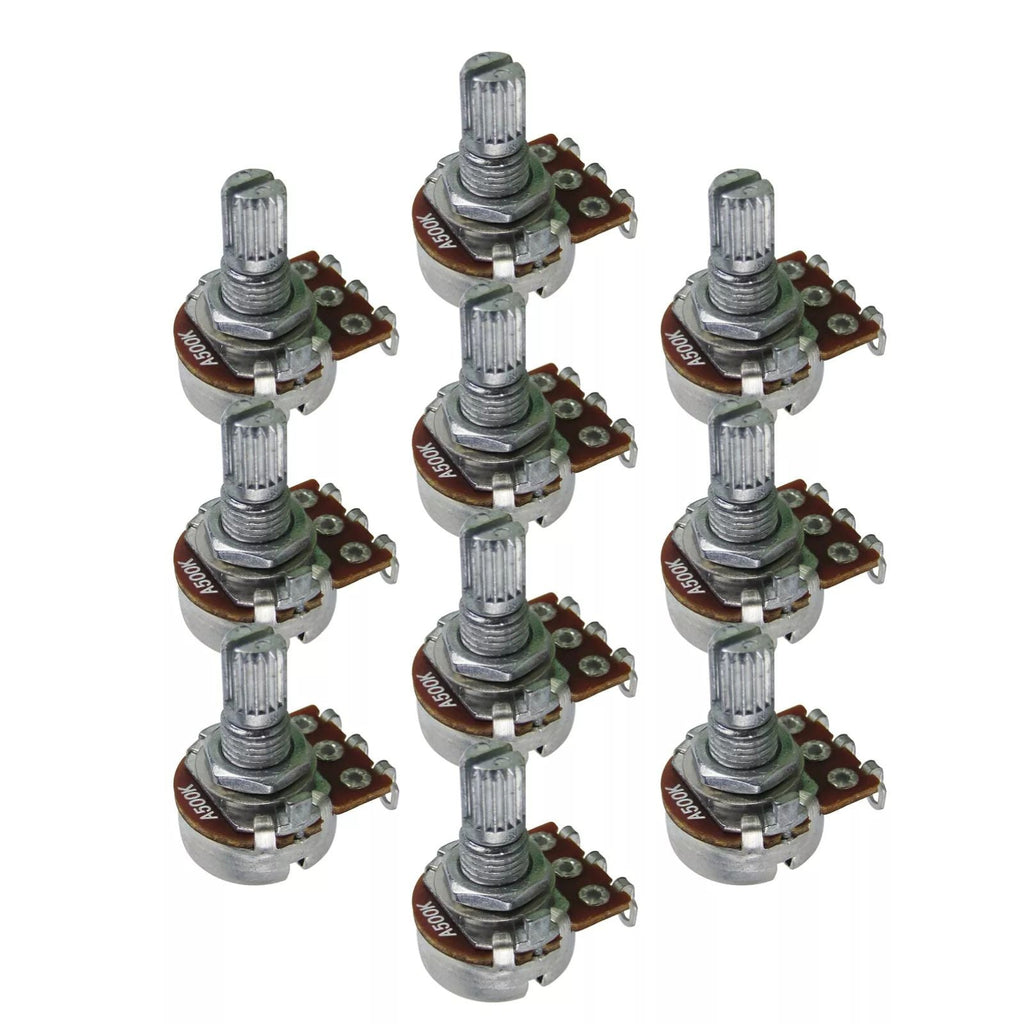 Short Shaft Mini A500K Potentiometers (Set of 10)