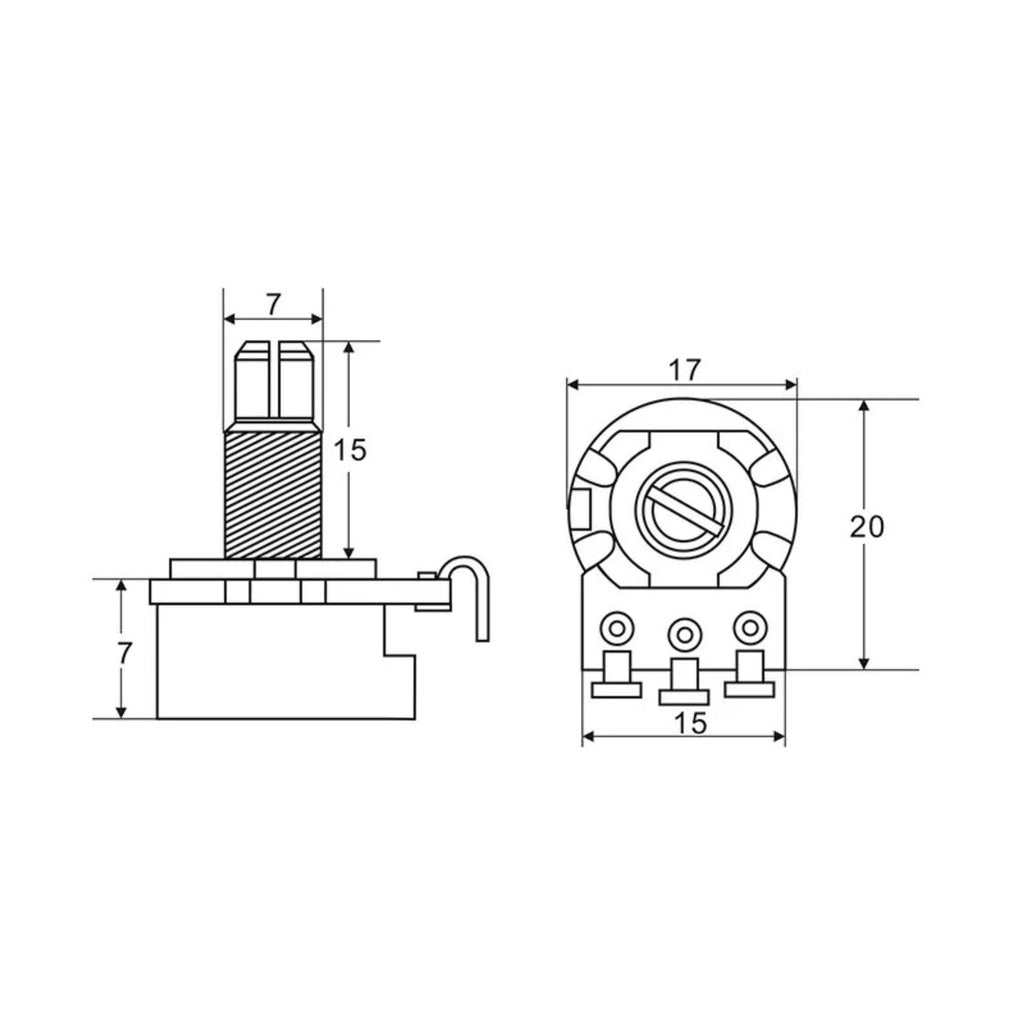 Short Shaft Mini A500K Potentiometers (Set of 10) - Ploutone