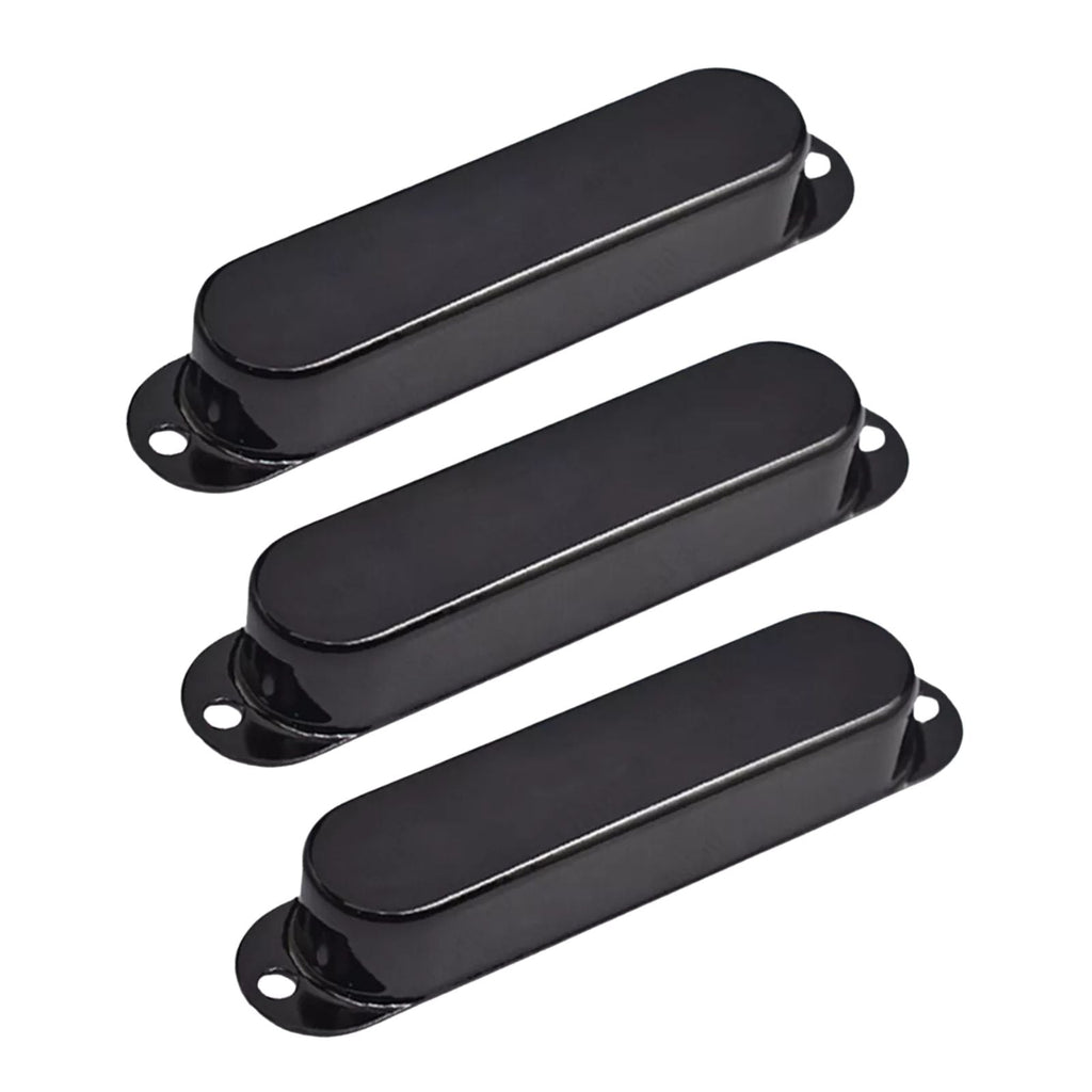 Stratocaster Metal Single Coil Pickup Covers (No Holes) - Black 3 Pcs - Ploutone