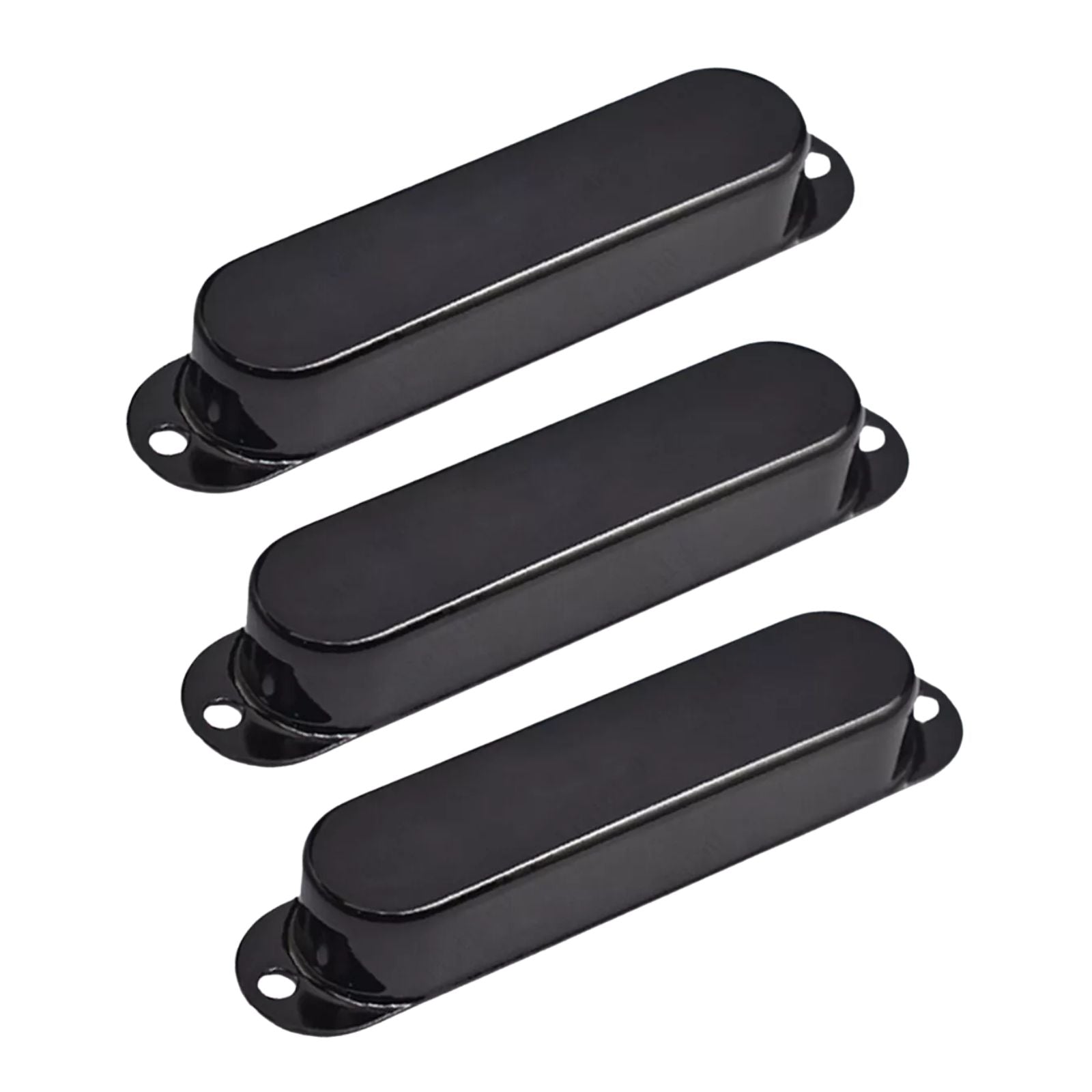 Stratocaster Metal Single Coil Pickup Covers (No Holes) - Black 3 Pcs - Ploutone