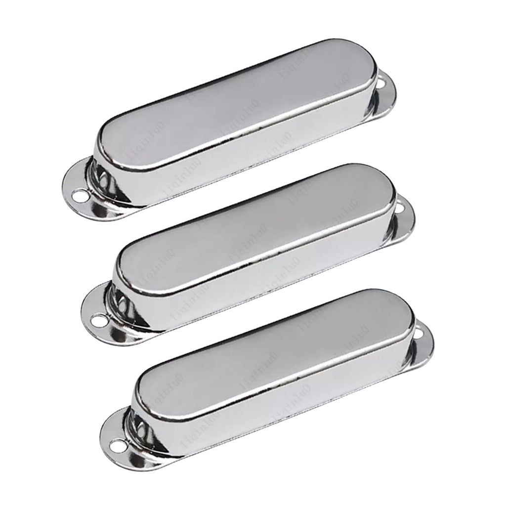 Stratocaster Metal Single Coil Pickup Covers (No Holes) - Chrome 3 Pcs - Ploutone