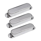 Stratocaster Metal Single Coil Pickup Covers (No Holes) - Chrome 3 Pcs - Ploutone