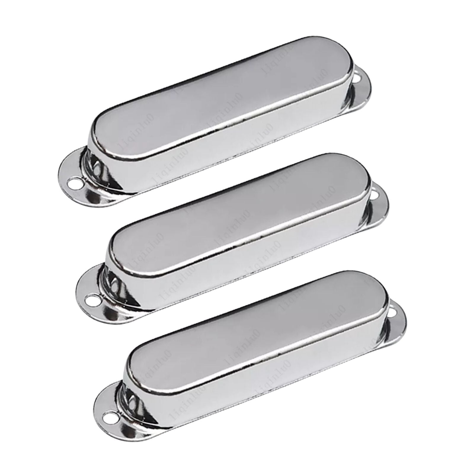 Stratocaster Metal Single Coil Pickup Covers (No Holes) - Chrome 3 Pcs - Ploutone