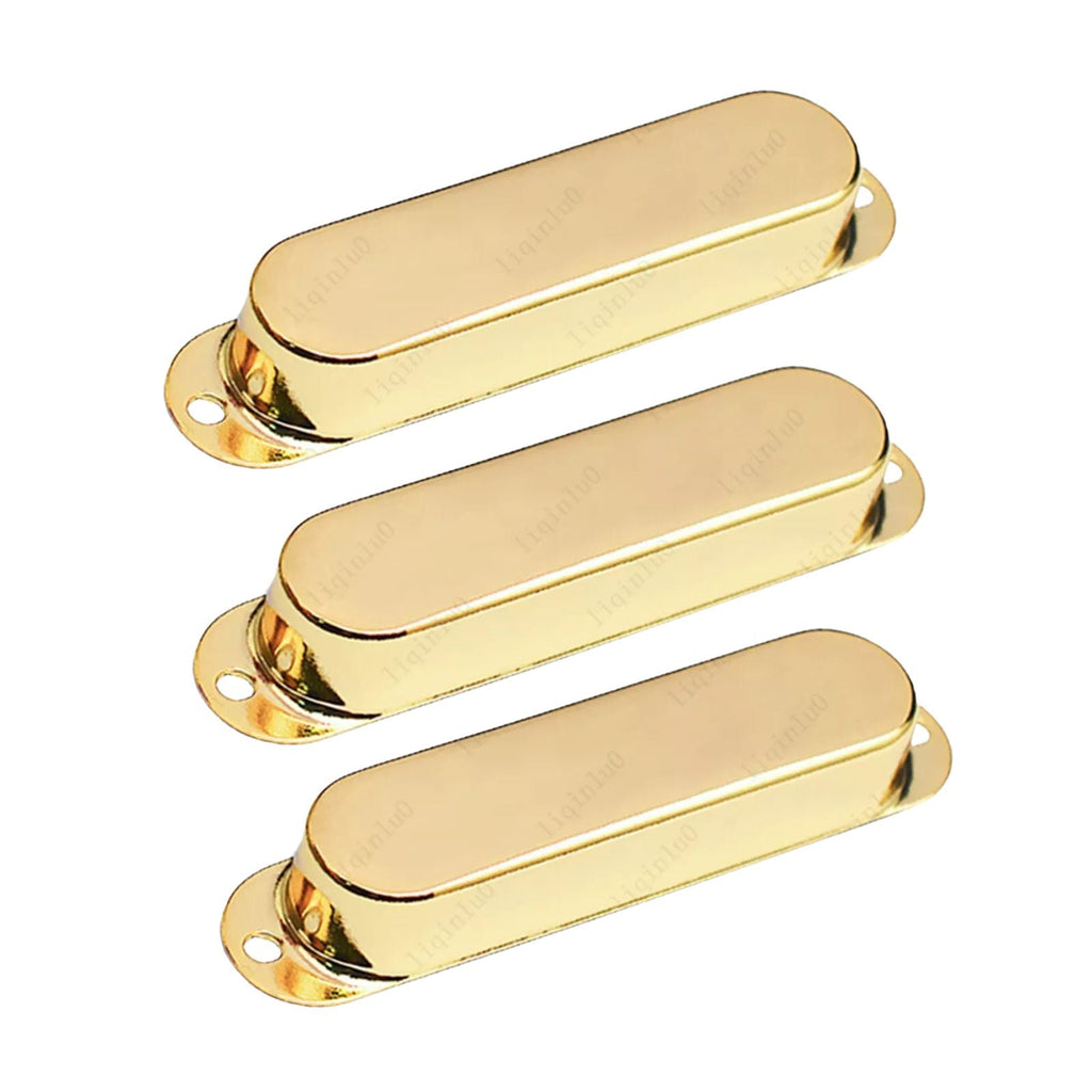 Stratocaster Metal Single Coil Pickup Covers (No Holes) - Gold 3 Pcs - Ploutone
