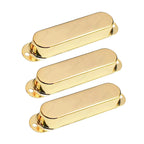 Stratocaster Metal Single Coil Pickup Covers (No Holes) - Gold 3 Pcs - Ploutone