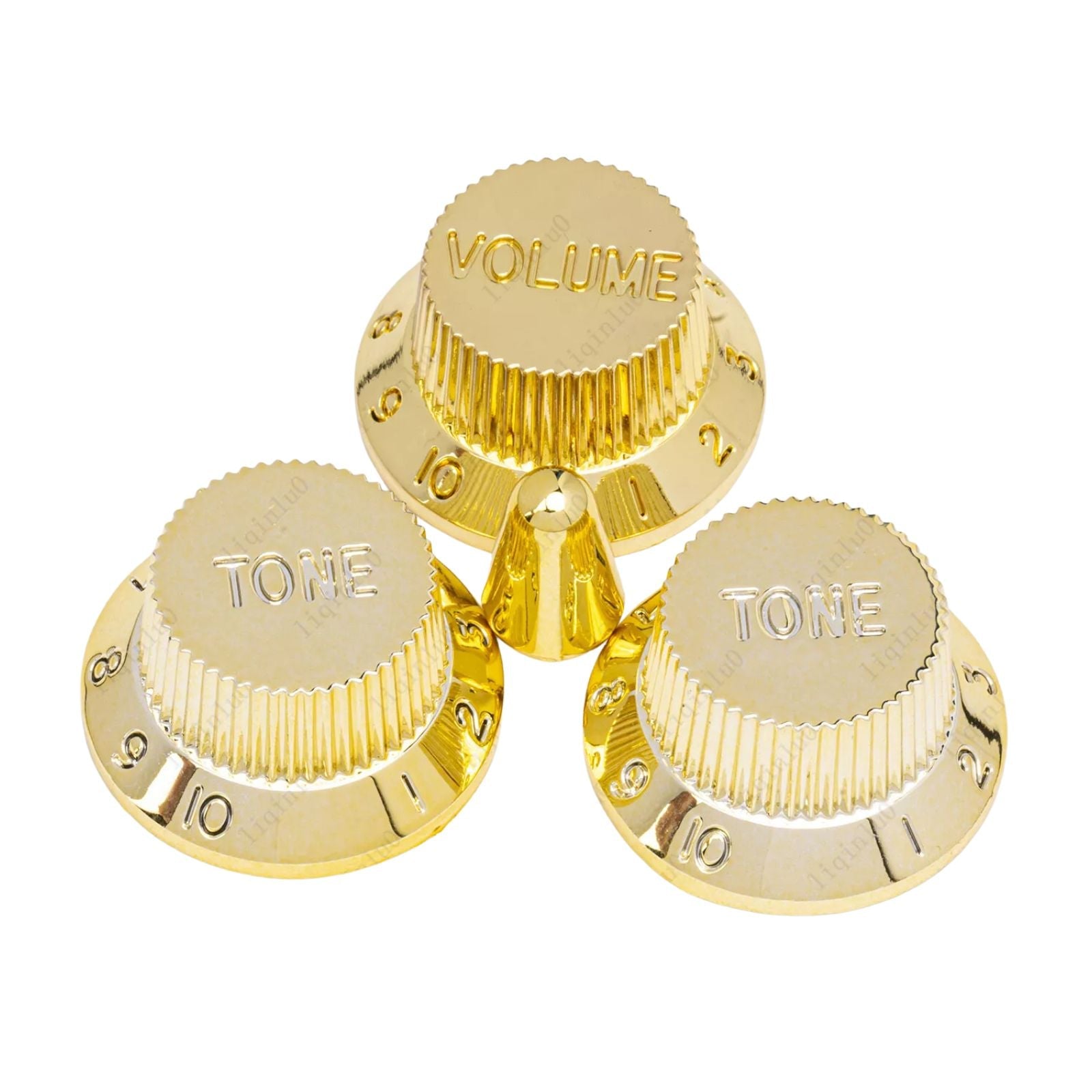 Stratocaster Pickup Covers, Knobs & Switch Tip Set - Gold - Ploutone